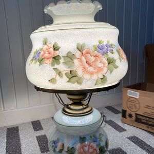 White floral Victorian lamp
